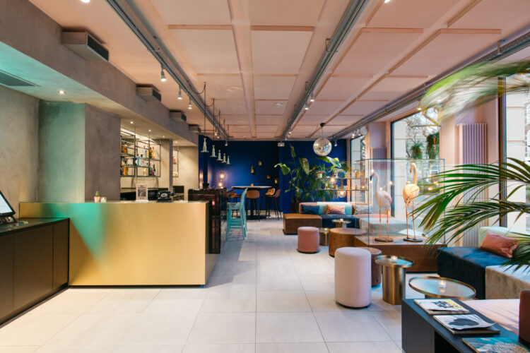 Colorful interior of the common area at Hotel The Dutch